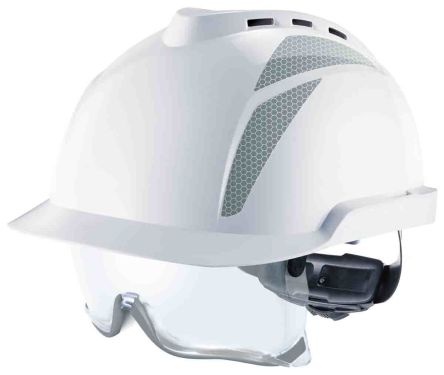 MSA Safety V-Gard 930 Schutzhelm Belüftet, Verstellbar Und Augenschutz, ABS Weiß