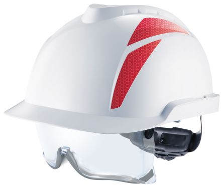 MSA Safety Casque De Sécurité En ABS Blanc Avec écran Facial Retractable, Gamme V-Gard 930