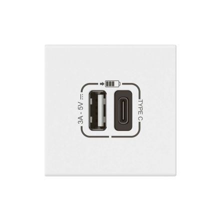 Legrand Mosaic USB-Buchse Aufputz 2-fach Innenbereich Kunststoff Weiß, 2-polig / 3A
