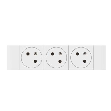Legrand Toma Eléctrica, Blanco, 3 Módulos, Plástico, Sin Interruptor Interior, 16A