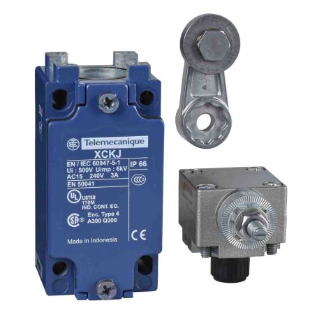Telemecanique Sensors Telemecanique XCKJ Endschalter, Rollenhebel, DPST, 1 Öffner / 1 Schließer, IP 66, Zamak-Zinklegierung, 3A Anschluss 1/2