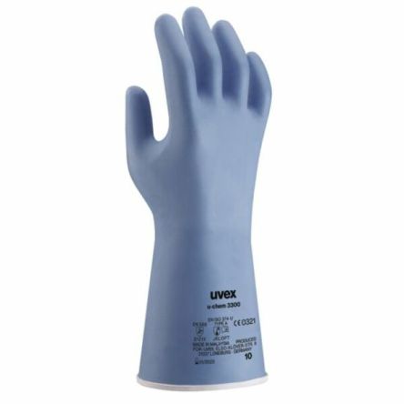 Uvex U-chem 3300 Blue Bamboo Fibre, Nylon Chemical Resistant Gloves, Size 7, Small, NBR Coating