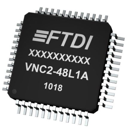 FTDI Chip Controlador USB VNC2-48L1C-TRAY, 48 Pines, LQFP, 12Mbps, USB, 3,3 V