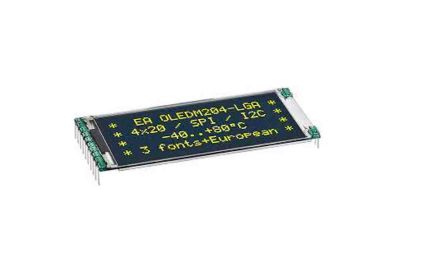 Display Visions 2.0in Yellow OLED Display 4 X 20pixels Graphics I2C, SPI Interface