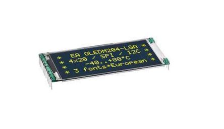Display Visions 2.0Zoll OLED-Display 4 X 20pixels, 17 X 47 / 17:47 Gelb, I2C, SPI Interface
