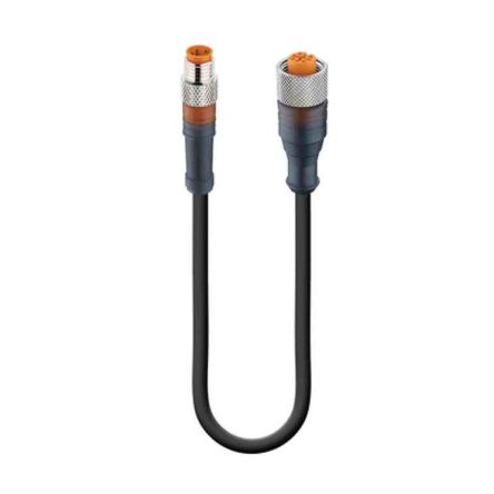 Lumberg Automation Straight Male 4 Way M8 To Straight Female 4 Way M12 Sensor Actuator Cable, 1m