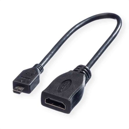 Roline HDMI-Kabel A HDMI Buchse B Micro-HDMI Stecker, 15cm, Schwarz
