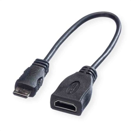 Roline HDMI-Kabel A HDMI Buchse B Mini-HDMI Stecker, 15cm, Schwarz