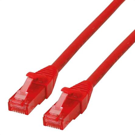 Roline Cat6 Male RJ45 To Male RJ45 Ethernet Cable, U/UTP, Red LSZH Sheath, 0.5m, Low Smoke Zero Halogen (LSZH)