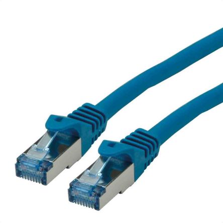Roline Cat6a Male RJ45 To Male RJ45 Ethernet Cable, S/FTP, Blue LSZH Sheath, 0.5m, Low Smoke Zero Halogen (LSZH)