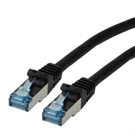Roline Ethernetkabel Cat.6a, 0.5m, Schwarz Patchkabel, A RJ45 S/FTP Stecker, B RJ45, LSZH