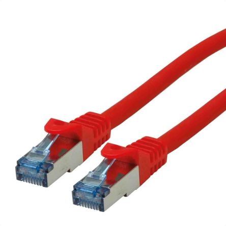 Roline Cable Ethernet Cat6a S/FTP De Color Rojo, Long. 10m, Funda De LSZH, Libre De Halógenos Y Bajo Nivel De Humo
