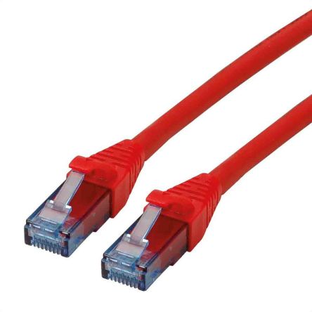 Roline Cable Ethernet Cat6a UTP De Color Rojo, Long. 300mm, Funda De LSZH, Libre De Halógenos Y Bajo Nivel De Humo