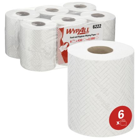 Kimberly Clark WypAll® L10 Food & Hygiene Wiping Paper 6222 Papierhandtuch Weiß, 380mm, 430 X 6-Blatt