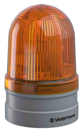 Werma EvoSIGNAL Midi Series Yellow Multiple Effect Beacon, 12 V, 24 V, Base Mount, LED Bulb, IP66