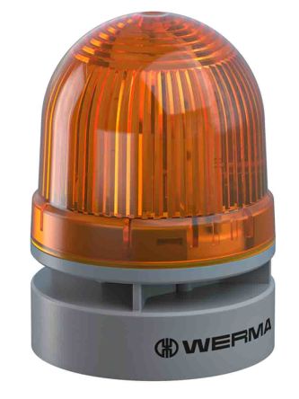 Werma EvoSIGNAL Mini Series Yellow Sounder Beacon, 12 V Dc, Base Mount