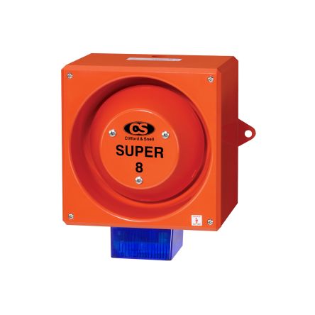 Clifford & Snell YL80 Super Series Blue Sounder Beacon, 230 V, IP66, Side Mount, 120dB At 1 Metre