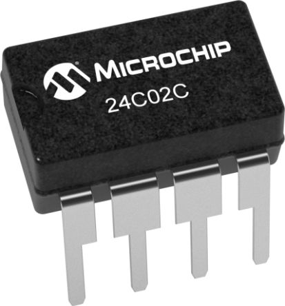 Microchip Chip De Memoria EEPROM 24C02C/P, 2kbit, 256 X, 8bit, Serie I2C, 3500ns, 8 Pines DIP