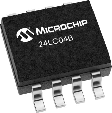 Microchip 4kbit EEPROM-Speicherbaustein, Seriell (2-Draht, I2C) Interface, SOIC, 900ns SMD 512 X 8 Bit, 512 X 8-Pin 8bit