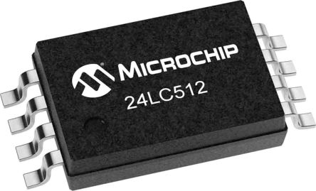 Microchip 512kbit EEPROM-Speicherbaustein, Seriell (2-Draht, I2C) Interface, TSSOP, 900ns SMD 64K X 8 Bit, 64k X 8-Pin