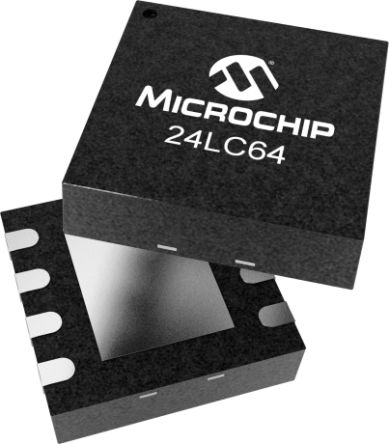 Microchip AEC-Q100 Chip De Memoria EEPROM 24LC64T-I/MC, 64kbit, 8k X, 8bit, Serie I2C, 900ns, 8 Pines DFN