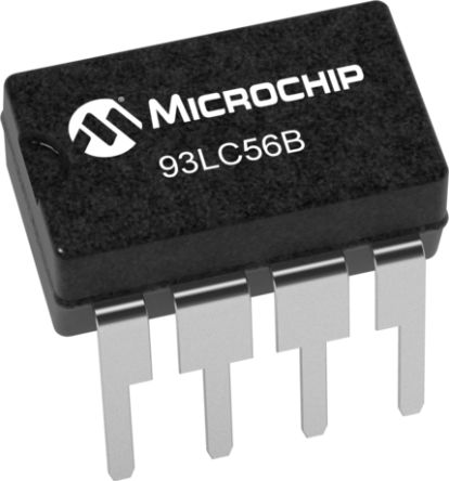 Microchip Puce Mémoire EEPROM, 93LC56B/P, 2Kbit, Série-Microwire DIP, 8 Broches, 16bit