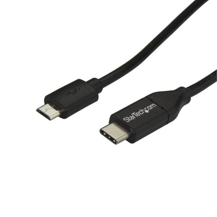 Startech USB线, USB C公插转Micro USB B公插, 1m长, USB 2.0, 黑色