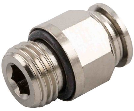 RS PRO Push-in Fitting, G 1/8 Male To Push In 6 Mm, Threaded-to-Tube Connection Style