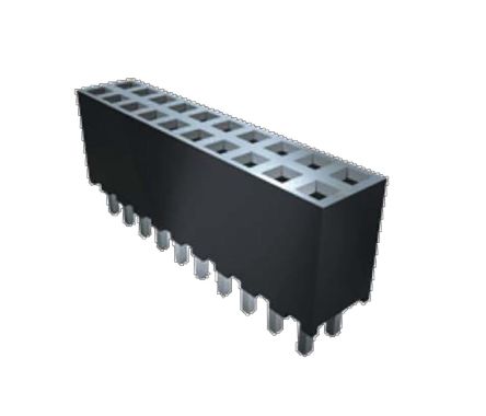 Samtec SQT Series Right Angle Surface Mount PCB Socket, 18-Contact, 2-Row, 2mm Pitch, Through Hole Termination