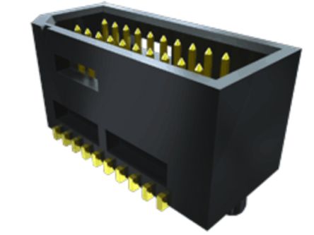Samtec TEMS Series Through Hole PCB Header, 60 Contact(s), 0.8mm Pitch, 2 Row(s), Shrouded