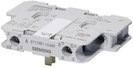Siemens 3RT12 Hilfskontaktblock 2-polig 3TF6, 1 Öffner + 1 Schließer Schnappbefestigung 10 A, 24 V Ac