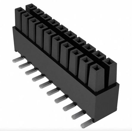 Samtec IPS1 Series Straight Through Hole Mount PCB Socket, 16-Contact, 2-Row, 2.54mm Pitch, Solder Termination