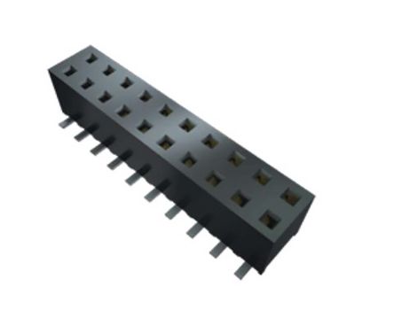 Samtec MMS Series Straight Through Hole Mount PCB Socket, 10-Contact, 1-Row, 2mm Pitch, Solder Termination