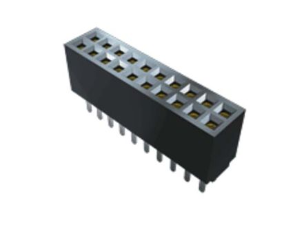 Samtec SFMC Series Straight Surface Mount PCB Socket, 10-Contact, 2-Row, 1.27mm Pitch, Through Hole Termination