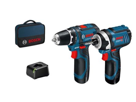 Bosch Mallette à Outils électriques Sans Fil Li-Ion UK Plug : Kit De Batterie, Perceuse, Sac à Outils