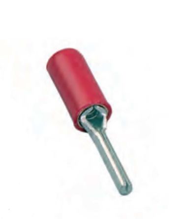 MECATRACTION, C Insulated, Tin Crimp Pin Connector, 22AWG To 16AWG, 3.6mm Pin Diameter, 22.5mm Pin Length, Red