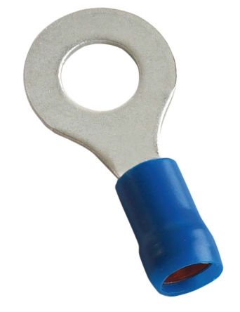 MECATRACTION, 51000 Insulated Ring Terminal, M6 Stud Size To 2,5mm² Wire Size, Blue