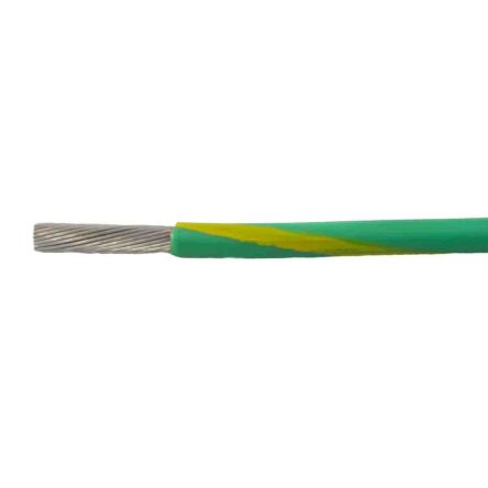 Alpha Wire 67050 Series Green/Yellow 0.75 Mm² Hook Up Wire, 18 AWG, 42/0.16 Mm², 50m, Polyphenylene Ether Insulation
