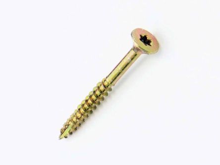 UNIFIX VORTEX Torx Countersunk Steel Wood Screw Yellow Passivated, Zinc Plated, NA, 5mm Thread, 3.14in Length, 80mm