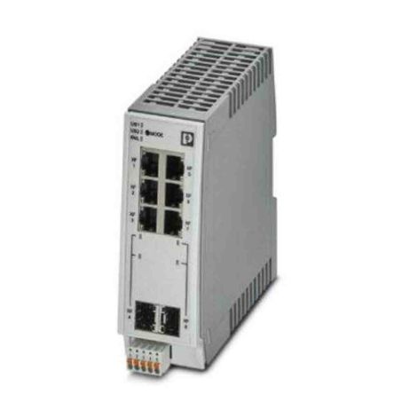 Phoenix Contact Switch Ethernet FL SWITCH 2206-2SFX 6 Ports RJ45, 100Mbit/s, Montage Rail DIN 24V C.c.