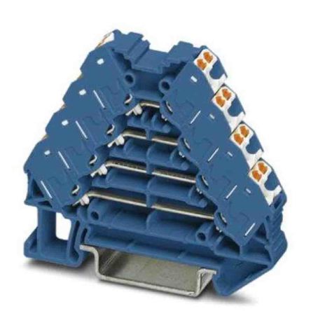 Phoenix Contact Bloc De Jonction Rail DIN Sans Fusible PTRV, 0.14 → 2.5mm², Enfichable, Bleu