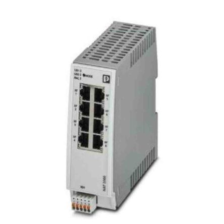 Phoenix Contact Switch Ethernet FL NAT 2208 8 Ports RJ45, 100Mbit/s, Montage Rail DIN 24V C.c.