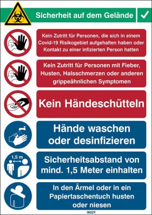 Brady Deutsch Sicherheits-Wandtafel, Polypropylen B-7527, H 371 Mm B 262mm