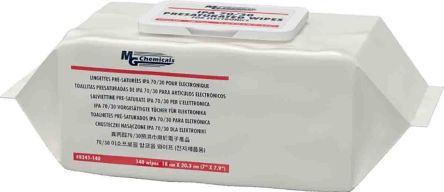 MG Chemicals Isopropanol-Tücher, Weiß, 178 X 200mm, 140 Tücher Pro Packung