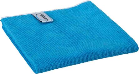 Vikan Basic Microfibre Cloth Blue Microfibre Cloths For General Cleaning, Wet/Dry Use, Box Of 5, 320 X 320mm, Repeat Use