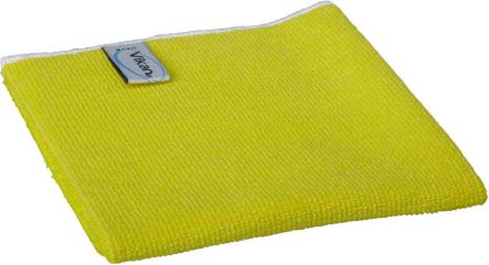 Vikan Basic Microfibre Cloth Yellow Microfibre Cloths For General Cleaning, Wet/Dry Use, Box Of 5, 320 X 320mm, Repeat