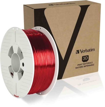 Verbatim PET-G 3D-Drucker Filament Zur Verwendung Mit 3D-Drucker, Transparent Rot, 1.75mm, FDM, 1kg