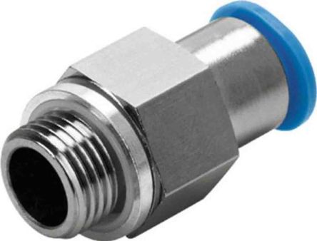 Festo Straight Threaded Adaptor, G 1/4 Male To Push In 8 Mm, Threaded-to-Tube Connection Style, 186298