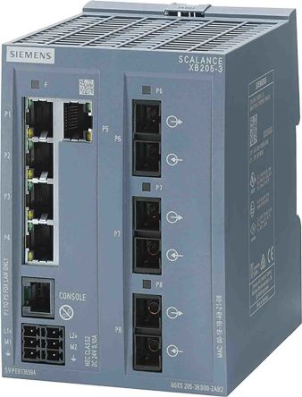 Siemens Conmutador Ethernet 6GK5205-3BD00-2TB2, 5 Puertos RJ45, Montaje Carril DIN, 10/100Mbit/s