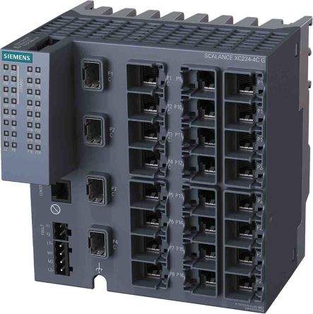 Siemens DIN Rail Mount Ethernet Switch, 24 RJ45 Ports, 10/100/1000Mbit/s Transmission, 24V Dc
